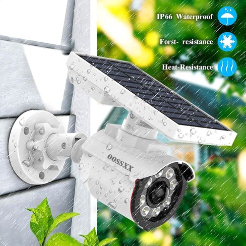 OOSSXX Solar Powered Wireless Simulated Cameras Fake Camera Wire Free Solar Motion Light Motion Sensor Floodlights Spotlight with Adjustable Pole Bracket Flexible Twist Mount for Outdoor Security in Kuwait