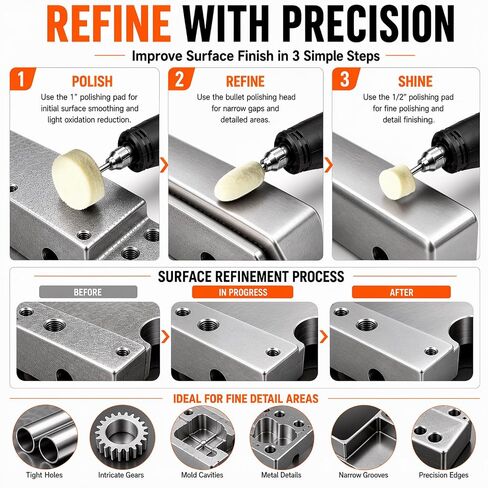 110PCS Polishing Kit for Dremel Rotary Tools – Felt Polishing Buffing Wheels & Polishing Bits for Watch, Metal Tight Area Detail Finishing in Kuwait