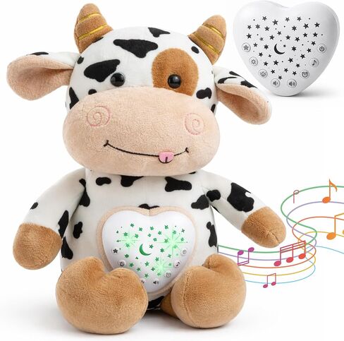 Baby Sound Machine Plush Cow with Cry Detector & Star Projector – USB Rechargeable White Noise Machine Baby with 15 Melodies & Timer – Lullaby Sound Machine & Baby Sleep Soother for Newborns in Kuwait