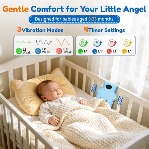 Portable Vibrating Sleep Soother, 3 Adjustable Vibration Modes, 90 Min Timer, Sleep Soother Pad with Cute Bear Pattern for Crib, Bassinet & Stroller Travel Use, Perfect Gift for New Mom in Kuwait