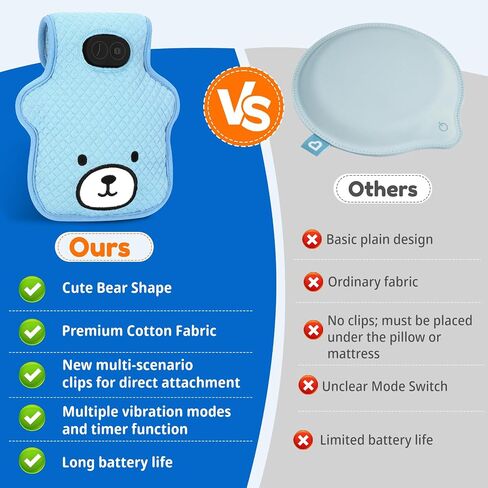 Portable Vibrating Sleep Soother, 3 Adjustable Vibration Modes, 90 Min Timer, Sleep Soother Pad with Cute Bear Pattern for Crib, Bassinet & Stroller Travel Use, Perfect Gift for New Mom in Kuwait