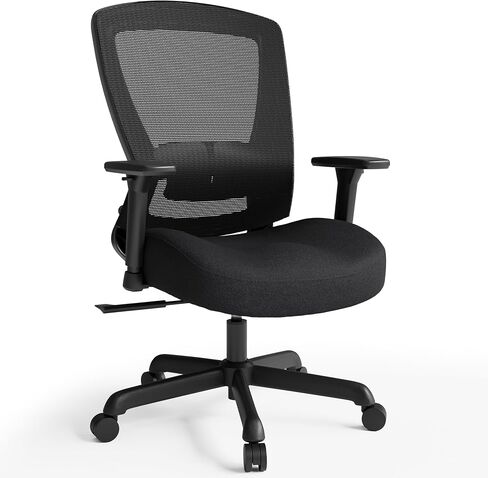 ELABEST Ergonomic Mesh Office Chair,Comfy Computer Desk Chair - BIFMA 5.1 Certified Commercial Swivel Task Chair for Home Office - Adjustable Lumbar Support & Armrests,Tilt Function,Wide Seat (Black) in Kuwait