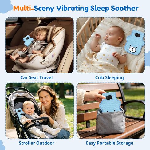 Portable Vibrating Sleep Soother, 3 Adjustable Vibration Modes, 90 Min Timer, Sleep Soother Pad with Cute Bear Pattern for Crib, Bassinet & Stroller Travel Use, Perfect Gift for New Mom in Kuwait