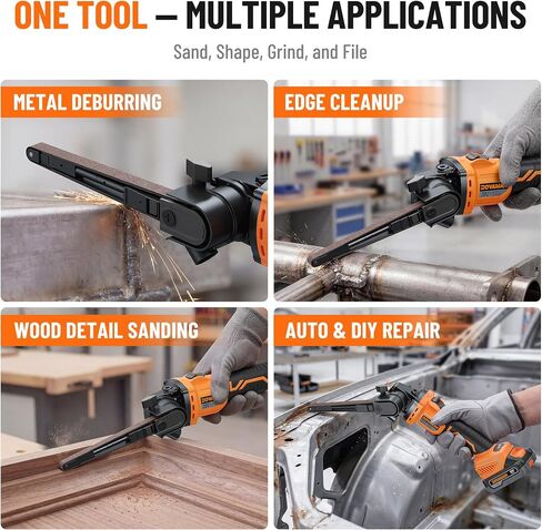 DOVAMAN 20V Cordless Belt Sander, 1/2'' x 18'' Detailing File Sander w/6-Speed (Up to 3268 SFPM), 0-160° Adjustable, Tool-Free Belt Change, Ideal for Tight Space Sanding on Wood, Metal & Plastic in Kuwait