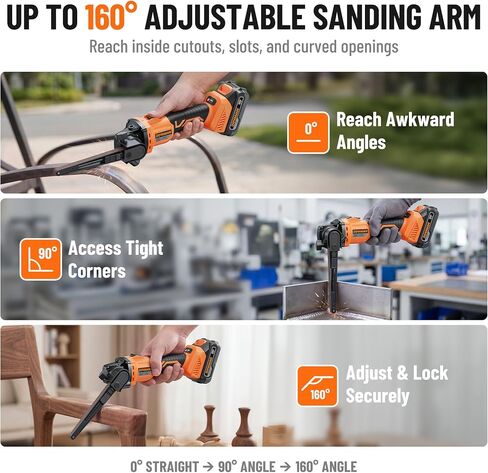 DOVAMAN 20V Cordless Belt Sander, 1/2'' x 18'' Detailing File Sander w/6-Speed (Up to 3268 SFPM), 0-160° Adjustable, Tool-Free Belt Change, Ideal for Tight Space Sanding on Wood, Metal & Plastic in Kuwait
