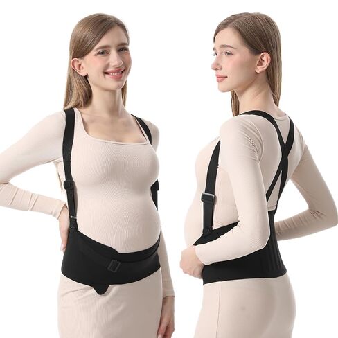 Paskyee 3-in-1 Pregnancy Belly Band – Adjustable Maternity Support Belt | Detachable shoulder & belly straps, 5 hot-pressed strips, X-cross back support, seamless invisible, pregnancy support, M L XL in Kuwait