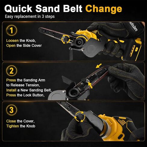Cordless Belt Sander with 360° Rotatable Head, 20 Sanding Belts Brushless Belt Sander Compatible with Dewalt 20V Battery(No Battery) for metal and wood in Kuwait