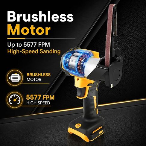 Cordless Belt Sander with 360° Rotatable Head, 20 Sanding Belts Brushless Belt Sander Compatible with Dewalt 20V Battery(No Battery) for metal and wood in Kuwait