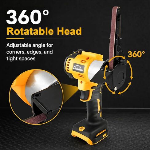 Cordless Belt Sander with 360° Rotatable Head, 20 Sanding Belts Brushless Belt Sander Compatible with Dewalt 20V Battery(No Battery) for metal and wood in Kuwait