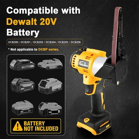 Cordless Belt Sander with 360° Rotatable Head, 20 Sanding Belts Brushless Belt Sander Compatible with Dewalt 20V Battery(No Battery) for metal and wood in Kuwait