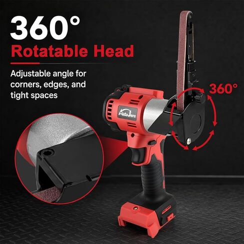 Cordless Belt Sander Compatible with Milwaukee 18V Battery | Battery not included, 360° rotatable head, brushless motor, 5600 FPM variable speed, 20 sanding belts for metal and wood in Kuwait