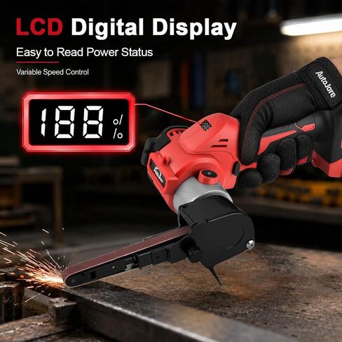 Cordless Belt Sander Compatible with Milwaukee 18V Battery | Battery not included, 360° rotatable head, brushless motor, 5600 FPM variable speed, 20 sanding belts for metal and wood in Kuwait