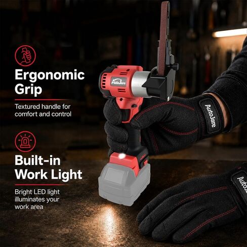 Cordless Belt Sander Compatible with Milwaukee 18V Battery | Battery not included, 360° rotatable head, brushless motor, 5600 FPM variable speed, 20 sanding belts for metal and wood in Kuwait
