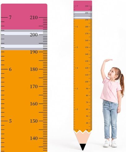 Back to School Height Growth Chart Sticker 85.8 x 10.6 inch Pencil Shaped Height Measurement Ruler Sticker Removable PVC Wall Decor for Classroom Bedroom Playroom Nursery Kindergarten Decor in Kuwait