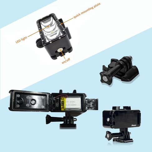 Diving Underwater Light for Go pro Hero 13/12/11/10/9/8/7/6/5/4/3, Waterproof up to 30M(98.4 ft),Camera Video Light for Insta360 Ace Pro 2/1, for DJI Osmo Action Camera in Kuwait