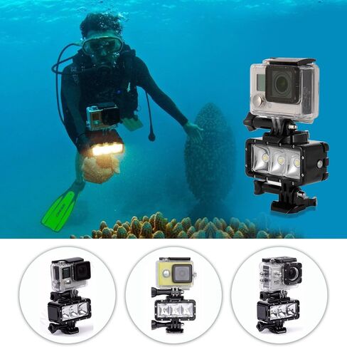 Diving Underwater Light for Go pro Hero 13/12/11/10/9/8/7/6/5/4/3, Waterproof up to 30M(98.4 ft),Camera Video Light for Insta360 Ace Pro 2/1, for DJI Osmo Action Camera in Kuwait
