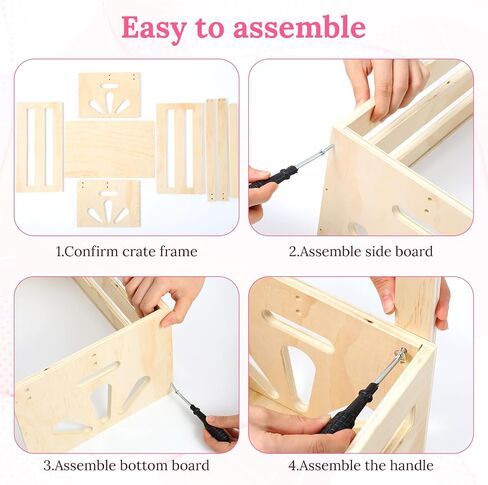 Wooden Baby Shower Basket, Baby Shower Crate Closet Natural Wood Babies Gifts Basket with Hanger Rack Welcome Gift Baskets for Newborn Boys Girls - Assembly Required in Kuwait