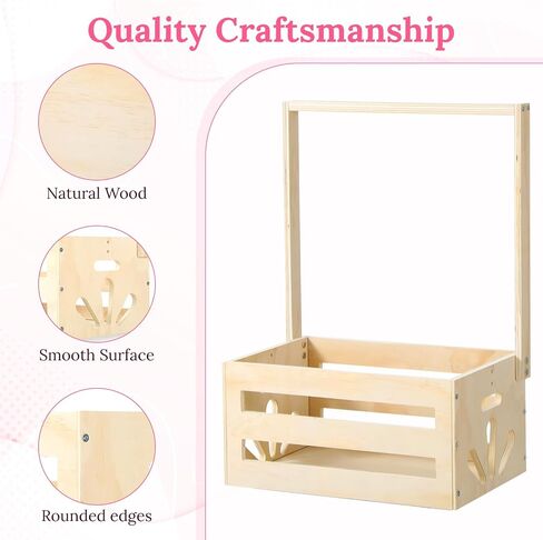 Wooden Baby Shower Basket, Baby Shower Crate Closet Natural Wood Babies Gifts Basket with Hanger Rack Welcome Gift Baskets for Newborn Boys Girls - Assembly Required in Kuwait