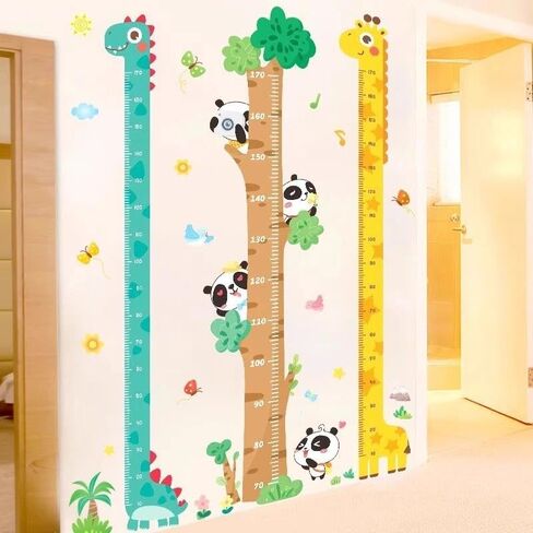 Cartoon Height Measurement Sticker, Removable Wall Decal Growth Chart for Kids, Damage-Free Height Ruler for Home(Giraffes) in Kuwait