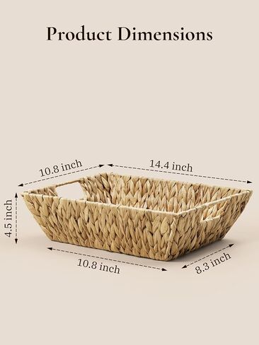 UBBCARE Empty Gift Basket with Gift Bag and Ribbon, Water Hyacinth Wedding Basket for Gifts Empty, Hand Woven Large Wicker Basket for Organizing Towels, Clothes, Books, PetsToys 14 x 10 x 4 in in Kuwait