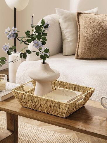 UBBCARE Empty Gift Basket with Gift Bag and Ribbon, Water Hyacinth Wedding Basket for Gifts Empty, Hand Woven Large Wicker Basket for Organizing Towels, Clothes, Books, PetsToys 14 x 10 x 4 in in Kuwait