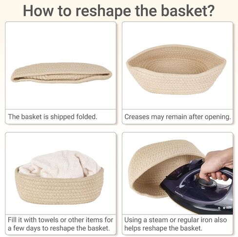 Dahey 3 Pcs Mini Oval Woven Storage Baskets for Organizing, Small Cotton Rope Organizers for Toys, Shelves & Closets, Cute Decorative Empty Baskets Bins for Gifts, Nursery Home Decor, Beige in Kuwait
