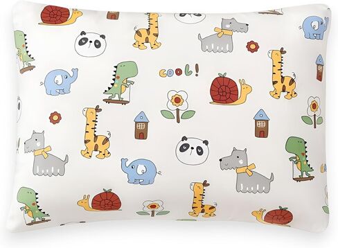 Toddler Pillow with Cotton Pillowcase – Soft & Hypoallergenic Kids Pillow, 13x18 Small Pillow for Toddlers Ages 3+, Travel-Friendly & Machine Washable (Zoo) in Kuwait