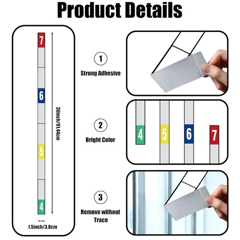 3 Pcs 4 ft to 7 ft Height Measuring Wall Tape Color-Coded Height Marker Door Strip Indicator Tape Removable Adhesive Adult Measurement Door Sticker for Office Home Room in Kuwait