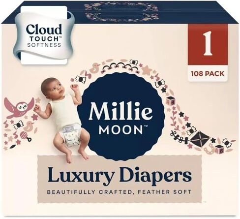 New~Millie~Moon Lux~URY Diapers – Ultra Soft CloudTouch Diapers with 12 Hour Absorbency (Size3-88Count) in Kuwait