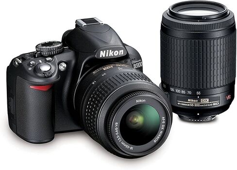 Nikon D3200 24.2 MP CMOS Digital SLR Camera with 18-55mm and 55-200mm VR DX Zoom Lenses Bundle in Kuwait