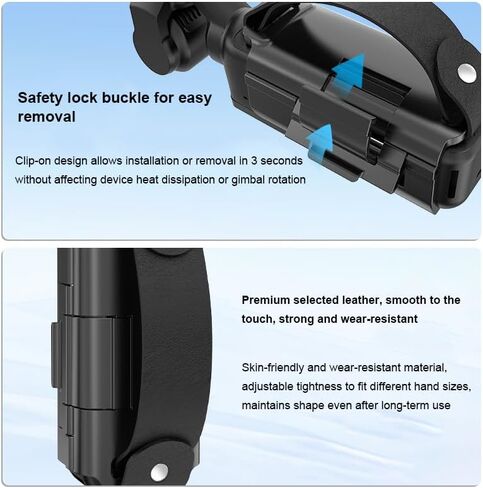 Anti-Drop Expansion Grip Kit for DJI Osmo Pocket 4/3 Expansion Strap Mount with Cold Shoe Port Anti Slip Wrist Strap Snap On Lock ABS PC for Pocket 4 Gimbal Camera in Kuwait