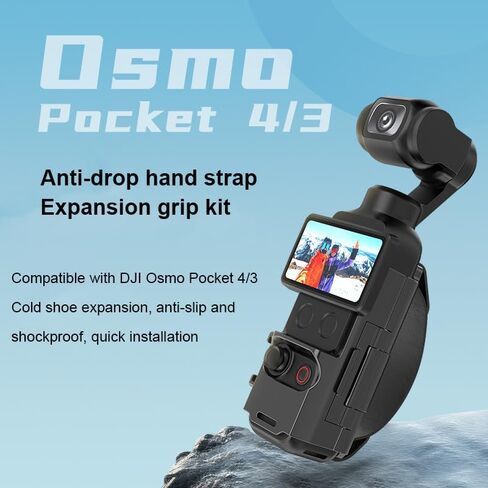 Anti-Drop Expansion Grip Kit for DJI Osmo Pocket 4/3 Expansion Strap Mount with Cold Shoe Port Anti Slip Wrist Strap Snap On Lock ABS PC for Pocket 4 Gimbal Camera in Kuwait