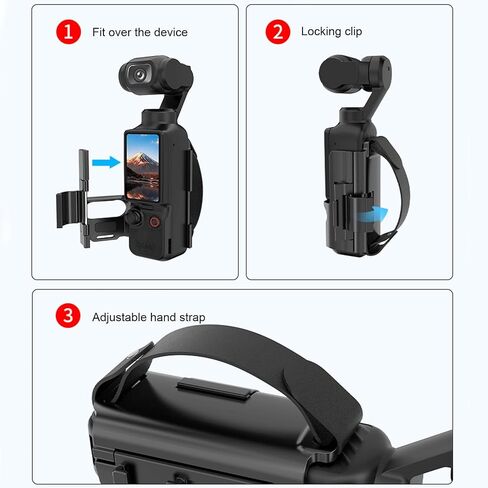 Anti-Drop Expansion Grip Kit for DJI Osmo Pocket 4/3 Expansion Strap Mount with Cold Shoe Port Anti Slip Wrist Strap Snap On Lock ABS PC for Pocket 4 Gimbal Camera in Kuwait