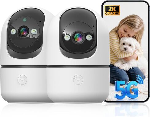 GBIUT Indoor Camera 5G&2.4G WiFi Cameras for Home Security Instant 911 Alert, 360° Pan/Tilt Baby Monitor/Dog/Pet Camera AI Motion Detection Night Vision, Speaker, US Cloud Storage (1-Pack) in Kuwait