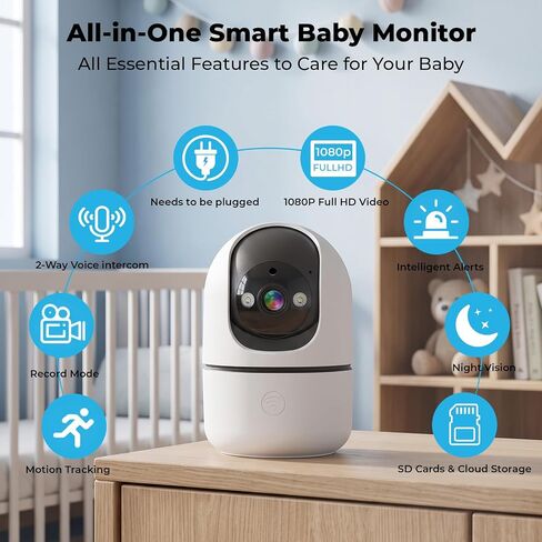 GBIUT Indoor Camera 5G&2.4G WiFi Cameras for Home Security Instant 911 Alert, 360° Pan/Tilt Baby Monitor/Dog/Pet Camera AI Motion Detection Night Vision, Speaker, US Cloud Storage (1-Pack) in Kuwait
