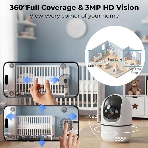 GBIUT Indoor Camera 5G&2.4G WiFi Cameras for Home Security Instant 911 Alert, 360° Pan/Tilt Baby Monitor/Dog/Pet Camera AI Motion Detection Night Vision, Speaker, US Cloud Storage (1-Pack) in Kuwait