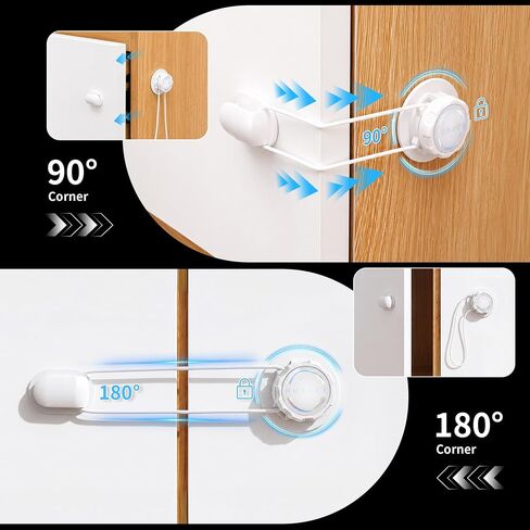 Upgraded Child Safety Cabinet Proofing (5-Pack) – Rotating Tightening System, No Excess Strap or Trimming, Strong Adhesive – Multi-Purpose for Kitchen, Fridge, Oven, Drawers (WHITE) in Kuwait