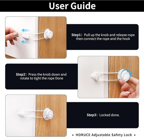 Upgraded Child Safety Cabinet Proofing (5-Pack) – Rotating Tightening System, No Excess Strap or Trimming, Strong Adhesive – Multi-Purpose for Kitchen, Fridge, Oven, Drawers (WHITE) in Kuwait