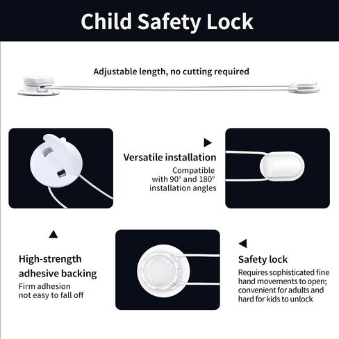 Upgraded Child Safety Cabinet Proofing (5-Pack) – Rotating Tightening System, No Excess Strap or Trimming, Strong Adhesive – Multi-Purpose for Kitchen, Fridge, Oven, Drawers (WHITE) in Kuwait