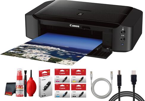 Canon PIXMA iP8720 Wireless Inkjet Photo Printer for Wide Format Photos, Art Prints, School Displays, Labels and Detailed Color Printing (8746B002) + Printer Cable + Cleaning Kit (12pc Bundle) in Kuwait