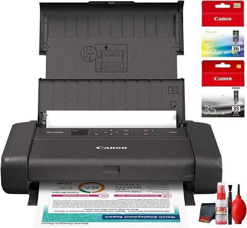 Canon PIXMA TR160 Mobile Printer for Travel, Remote Work, Invoices, Contracts, Letter Documents, Wireless Printing from Laptop and Phone (7069C002) + Cleaning Kit (6pc Bundle) in Kuwait