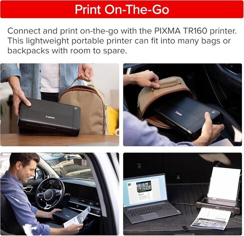 Canon PIXMA TR160 Mobile Printer for Travel, Remote Work, Invoices, Contracts, Letter Documents, Wireless Printing from Laptop and Phone (7069C002) + Cleaning Kit (6pc Bundle) in Kuwait