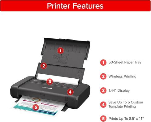 Canon PIXMA TR160 Mobile Printer for Travel, Remote Work, Invoices, Contracts, Letter Documents, Wireless Printing from Laptop and Phone (7069C002) + Cleaning Kit (6pc Bundle) in Kuwait