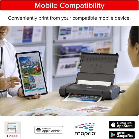 Canon PIXMA TR160 Mobile Printer for Travel, Remote Work, Invoices, Contracts, Letter Documents, Wireless Printing from Laptop and Phone (7069C002) + Cleaning Kit (6pc Bundle) in Kuwait
