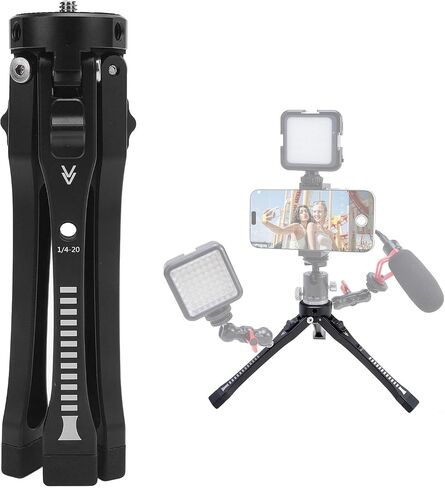 Generic Portable Aluminum Alloy Desktop Mini Tripod, Compact Lightweight Stand with 1/4 Inch Screw Hole 4 Adjustable Angles 45mm to 165mm Height 5kg Load, for DSLR Camera Camcorde in Kuwait
