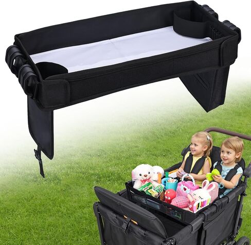 COOLBEBE Stroller Snack Tray for Wonderfold Wagon, Upgraded Foldable Kids Snacks & Activities with Drawing Tray, Universal Wonderfold Wagon W2 Accessories with Cup Holder & Mesh Pockets (W2 Series) in Kuwait