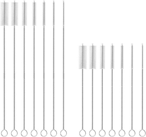 14 Pack Straw Cleaner Brush Set, 8 Inch and 12 Inch Multi-Size Flexible Nylon Cleaning Brushes, Rust-Proof Stainless Steel for Tumbler Cup, Sippy Cup, Water Bottle and Pipe in Kuwait