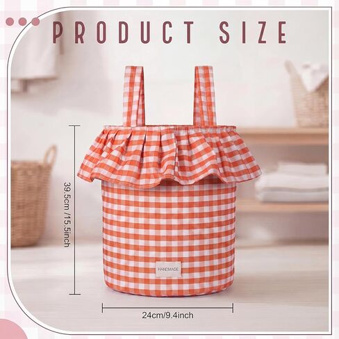 Abbylike Ruffle Stroller Bag with Removable Handles, Cotton Stroller Organizer with Waterproof Lined for Moms Baby Travel(Ruffles Style,15.5 x 9.5 Inch,Rose Red) in Kuwait