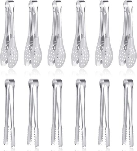 12 Pack Premium Small Serving Tongs, Dmoera Mini Stainless Steel Appetizer Tongs, 5Inch,5.2Inch(12.7cm) in Kuwait