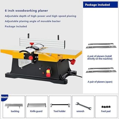 Electric Woodworking Planer, 1800W Power, 12000 RPM Speed, Adjustable Depth for Smooth Wood Cutting and Finishing in Kuwait